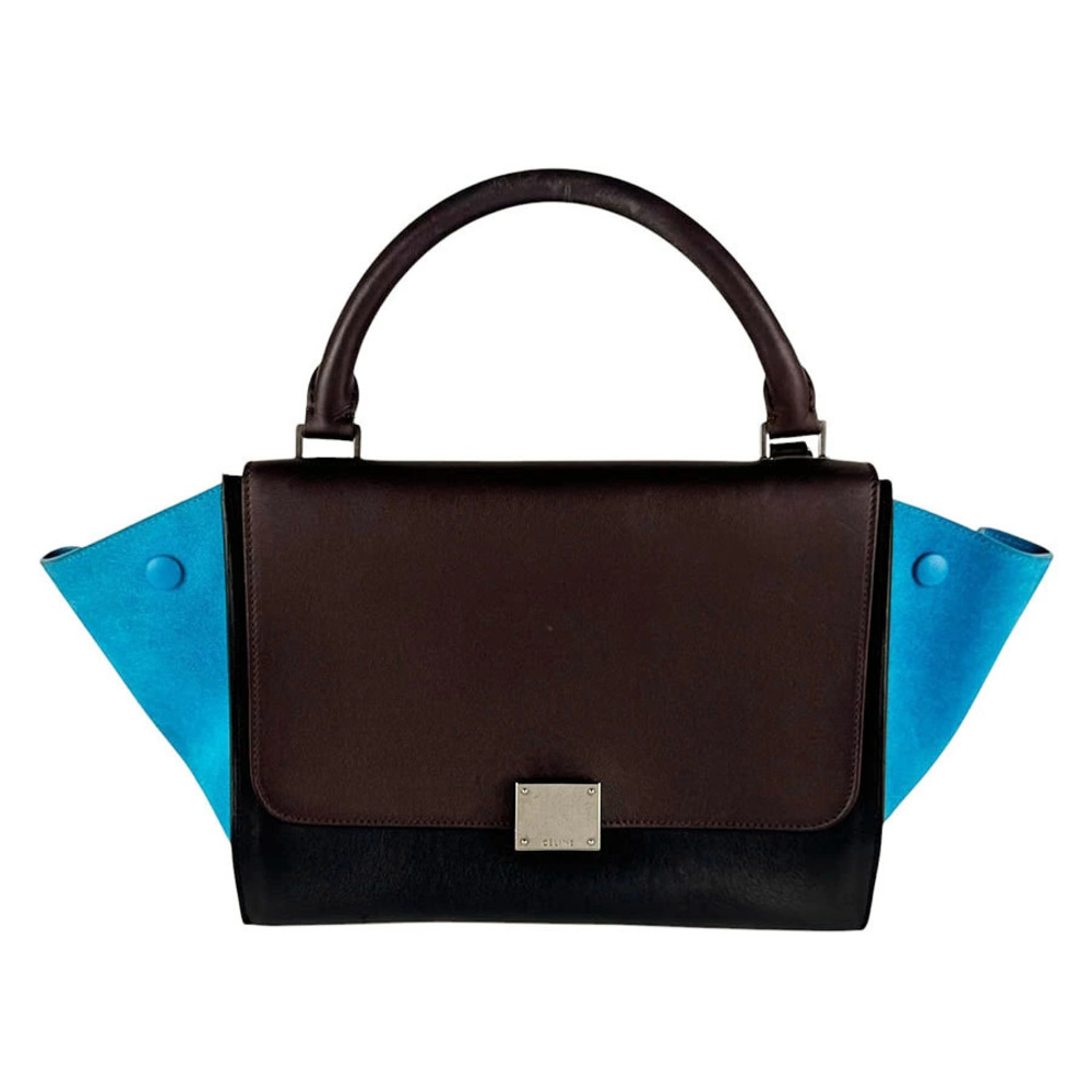 Celine 2way Shoulder Bag trapeze leather suede Burgundy Red black blue silver